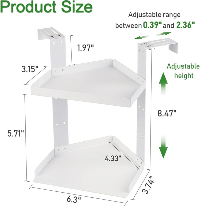 Olpchee Office Cubicle Shelf with Adjustable Hooks - Height Adjustable Corner Shelf (White) - Image 2